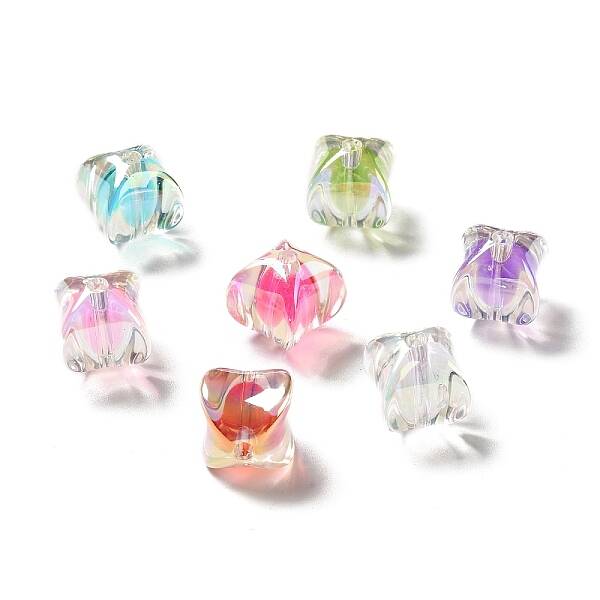 Two Tone UV Plating Rainbow Iridescent Acrylic Beads