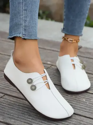 Women's Fashionable Plain Slip on Flats, Casual Comfortable Round Toe Flat Shoes for Daily Wear, Breathable Shoes for Women &...