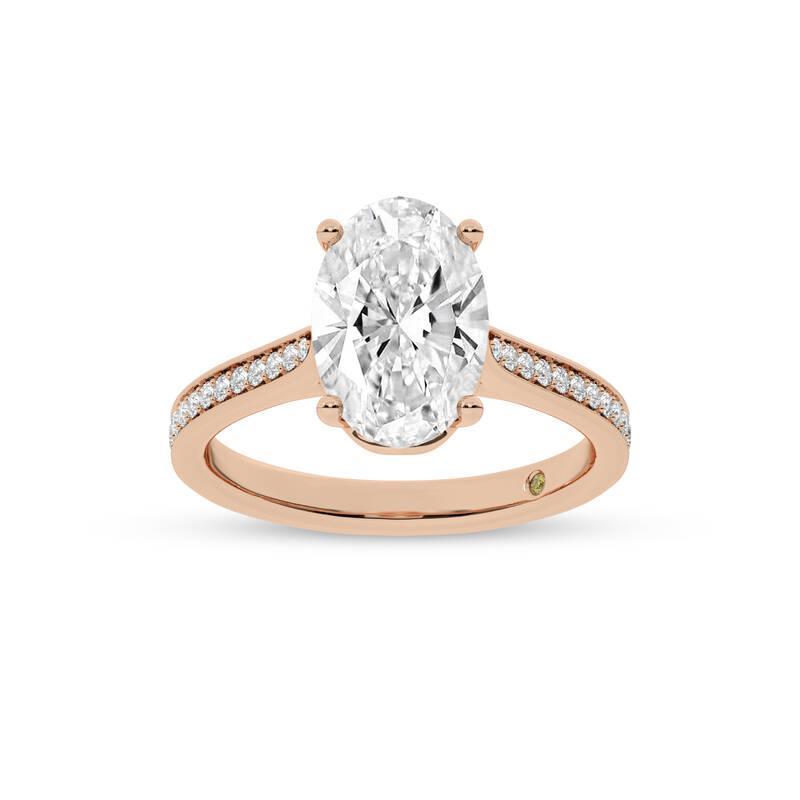 Taos Hidden Halo Oval Lab Grown Diamond Engagement Ring | 18K Rose Gold 3 1/3 CT. TW.
