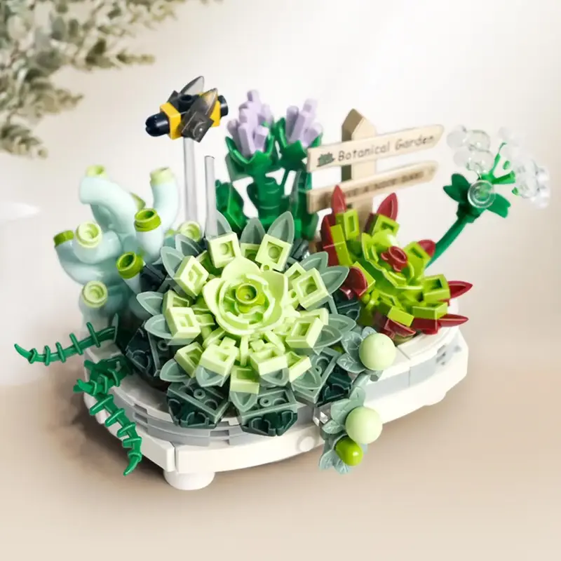Bonsai Tree Building Kit, Eternal Flower Pot Plant Building Blocks Set, Home Decor DIY 3D Model Artificial Flowers Building T...