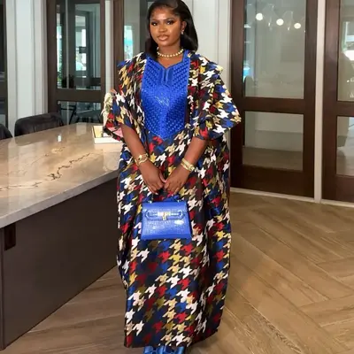 Aziza Agbada Elegant Midi Dress with Embroidery Design & Brocade Fabric for Women Standout Style