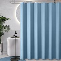 1 Pack Fabric Shower Curtain, Textured Heavy Duty Bath Curtain Set  with 12 White plastic Hooks for Bathroom Luxury