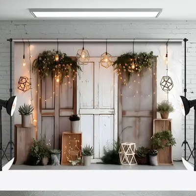 Aperturee Wood Cabin Door Boho Photography Backdrop For Studio