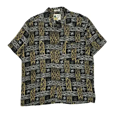 Ron Chereskin Hawaiian Shirt - Medium Black Viscose