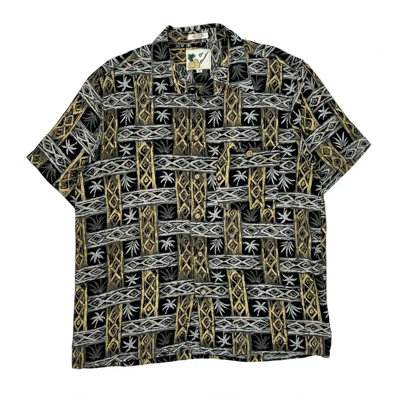Ron Chereskin Hawaiian Shirt - Medium Black Viscose