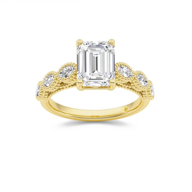 Lhasa Emerald Cut Lab Grown Diamond Engagement Ring | 18K Yellow Gold 3 1/4 CT. TW.