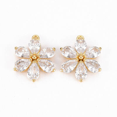 Brass Micro Pave Clear Cubic Zirconia Pendants