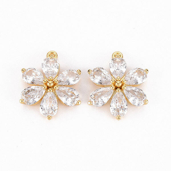 Brass Micro Pave Clear Cubic Zirconia Pendants