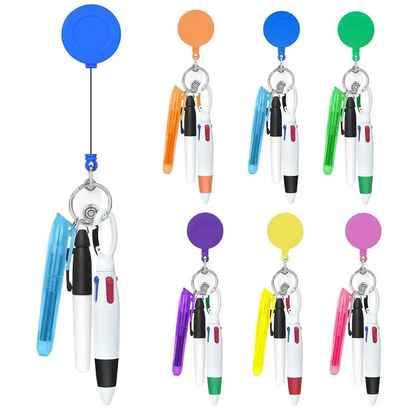 Nurse Set (1 Count/3 Counts), Including Permanent Marker, Retractable Ball Pen, Highlighter and Badge Clip, Identification Ba...