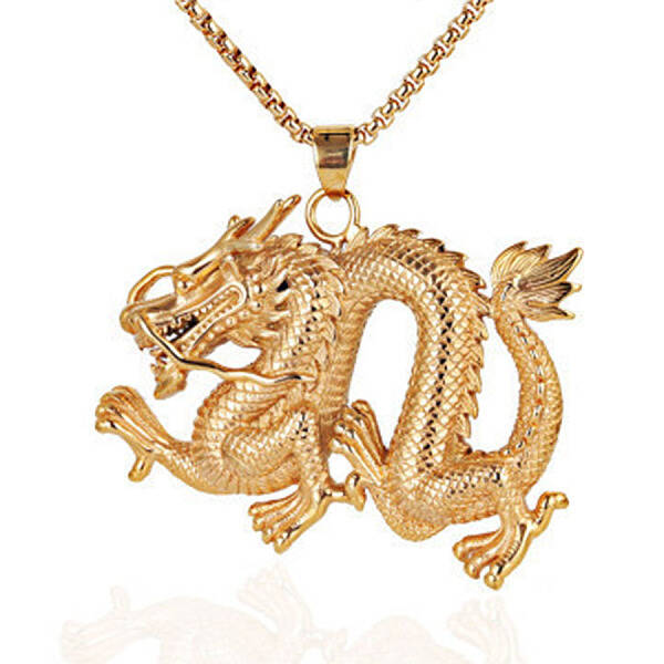 Vintage Chinese Dragon Stainless Steel Pendant Necklaces
