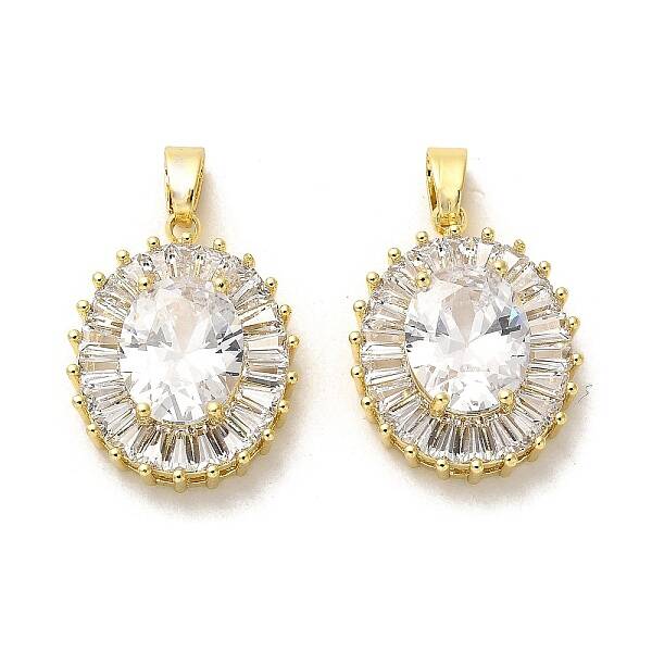 Brass Micro Pave Cubic Zirconia Pendants