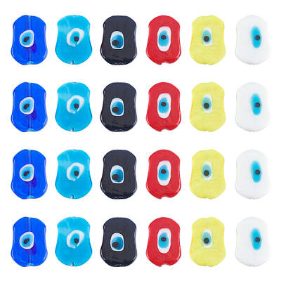 24Pcs 6 Colors Handmade Evil Eye Lampwork Beads