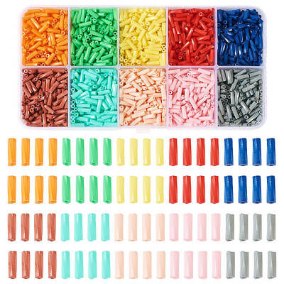 80G 10 Colors Baking Painted Glass Twist Bugle Beads