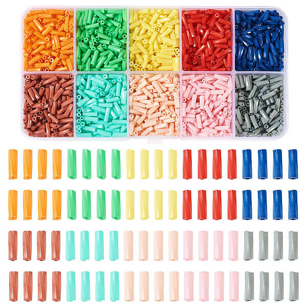 80G 10 Colors Baking Painted Glass Twist Bugle Beads