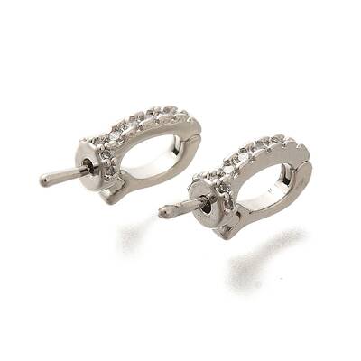 Rack Plating Brass Micro Pave Cubic Zirconia Peg Bails
