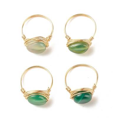 Natural Agate Oval Finger Rings