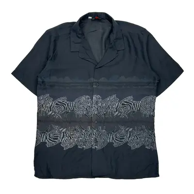 Unbranded Hawaiian Shirt - Large Navy Cotton
