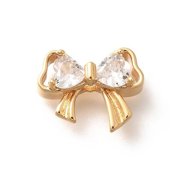 Brass Micro Pave Cubic Zirconia Beads