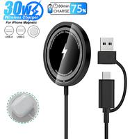 2 in 1 30W Magnetic Wireless Charger Compatible With IPhone 16 15 14 13 12 Pro Max Mini Plus Type C USB Fast Charging Phone P...