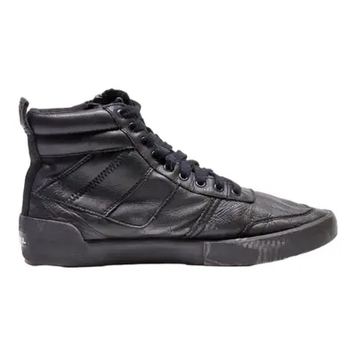 DIESEL High Top Trainers Black Leather Mens UK 7.5