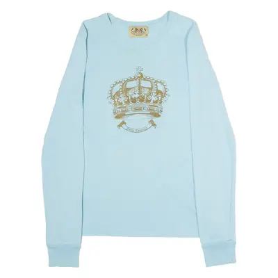JUICY COUTURE Womens T-Shirt Blue Long Sleeve Crew Neck M
