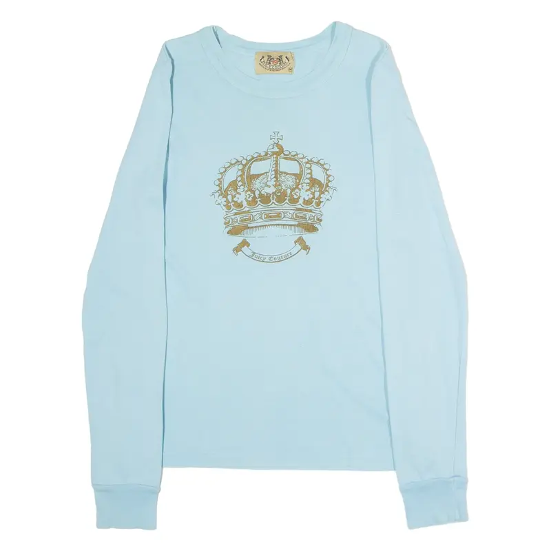 JUICY COUTURE Womens T-Shirt Blue Long Sleeve Crew Neck M