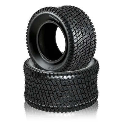Garvee 18x6.50-8 Lawn Mower Tires Set Of 2 4-Ply Tubeless Garden Tractor Turf Tires For Mowers & Yard Carts 18x6.50x8 Black