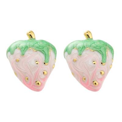 Ion Plating(IP) 304 Stainless Steel Strawberry Stud Earrings