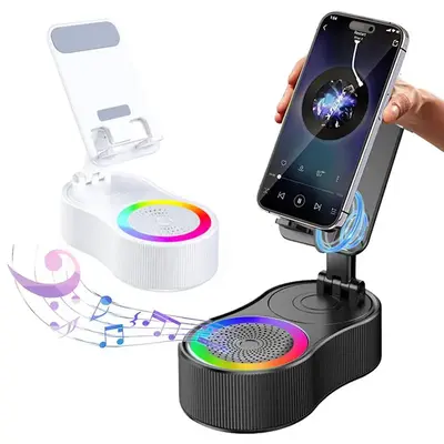 Wireless Audio Induction Bluetooth Speaker with Emergency Charging 5in1 Phone Holder Power Bank LED Nightlight for Tablet iPh...