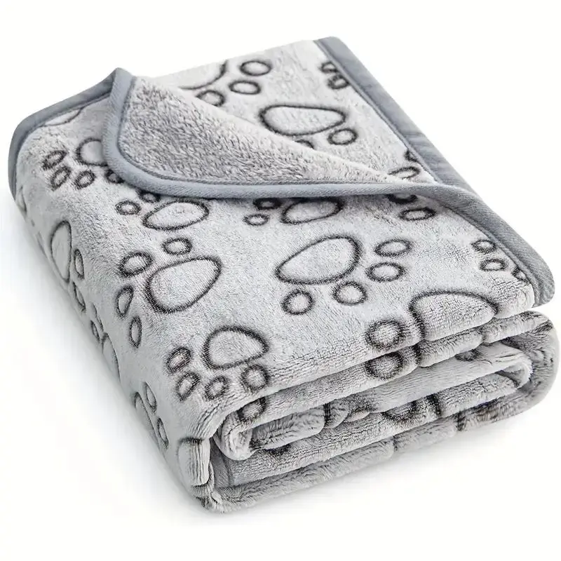 Paw Pattern Flannel Blanket, Soft & Smooth Touching Warm Pet Mats, Pet Supplies for Indoor and Outdoor