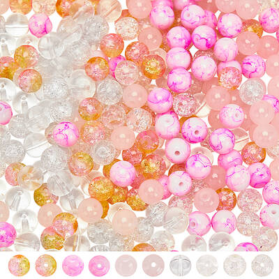 300Pcs 5 Colors Transparent Glass Beads