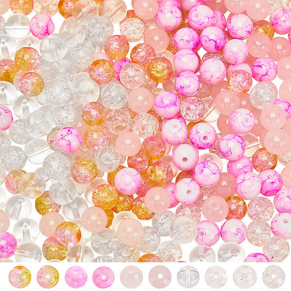 300Pcs 5 Colors Transparent Glass Beads