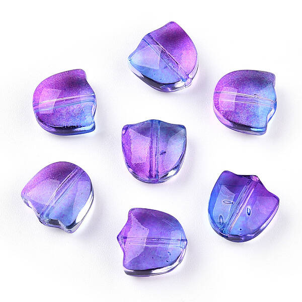 Two Tone Spray Painted Transparent Glass Beads