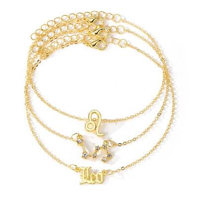 3Pcs Alloy Rhinestones Anklets