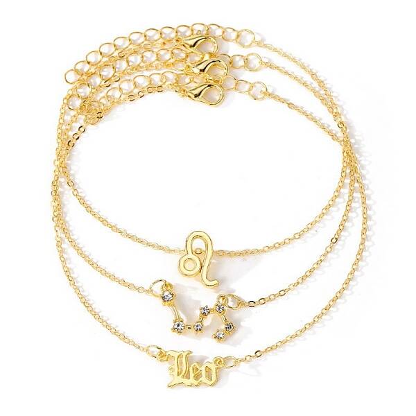 3Pcs Alloy Rhinestones Anklets