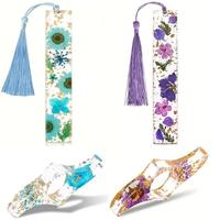 Flower Pattern Bookmark with Tassel, 2 Counts/set Acrylic Book Page Holder, Transparent Page Holder, Perfect Gift