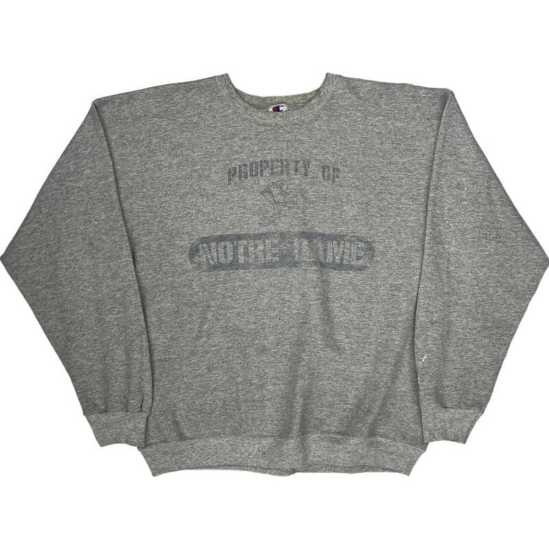 Champion Notre Dame Sweatshirt - Large - Grey Cotton Blend