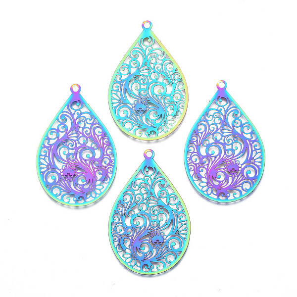 Ion Plating(IP) 201 Stainless Steel Filigree Pendants