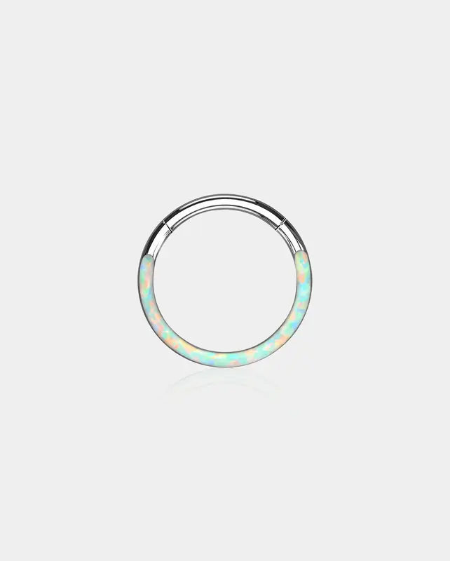 Opal Hinged Segment Cartilage Hoop - White / 8mm
