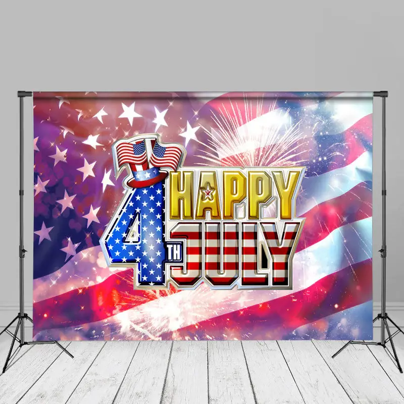 US Flag Happy 4th July Independence Day Backdrop - Aperturee
