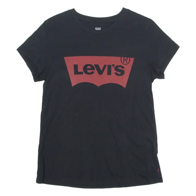 LEVI'S Womens T-Shirt Black Crew Neck S