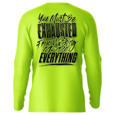 Exhausted - Hi-Visibility UPF 50 Long Sleeve Sun Shirt