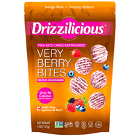 NEW! Drizzilicious Very Berry Sweet Mini Rice Cakes - Gluten-Free, Vegan, Crunchy & Healthy Snack, 90 Calories per Serving, 4...