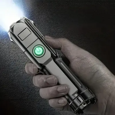 Ultra-bright Zoom Flashlight, 1 Count Portable Multi-functional Handheld Flashlight, Durable & Portable with Telescopic Zoom ...