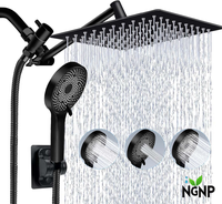 NGNP Shower Head,8/10 Inch High Pressure Rain Shower Head with Handheld Spray Combo, Adjustable Dual Rainfall Shower Head - S...