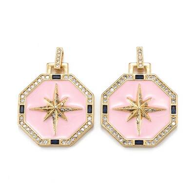 Brass Micro Pave Clear Cubic Zirconia Pendants
