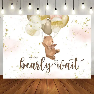 Aperturee A Cute Teddy Bear with Balloons Baby Shower Backdrop