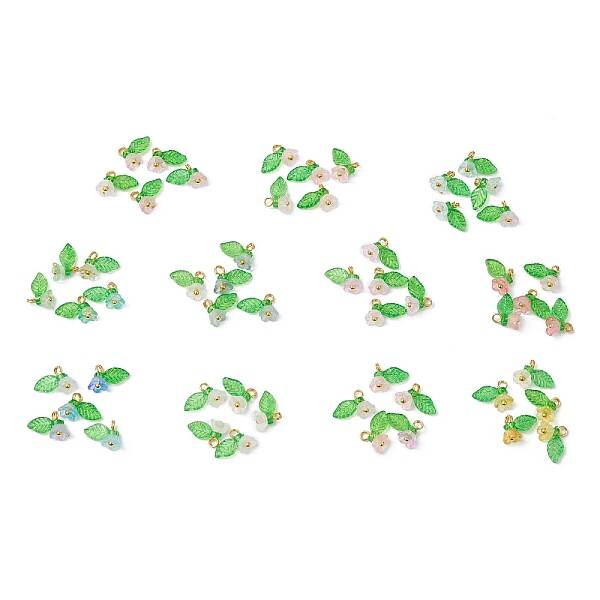 11Pcs Transparent Acrylic Flower Pendants