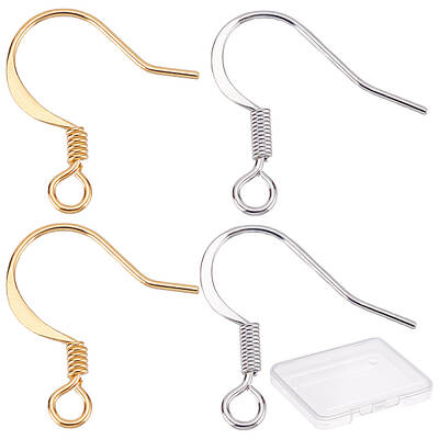 200Pcs 2 Colors Brass Earring Hooks