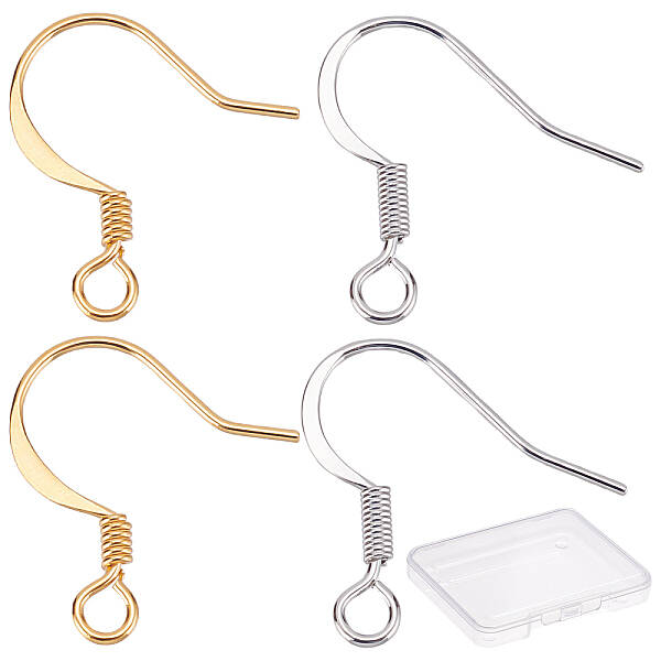 200Pcs 2 Colors Brass Earring Hooks